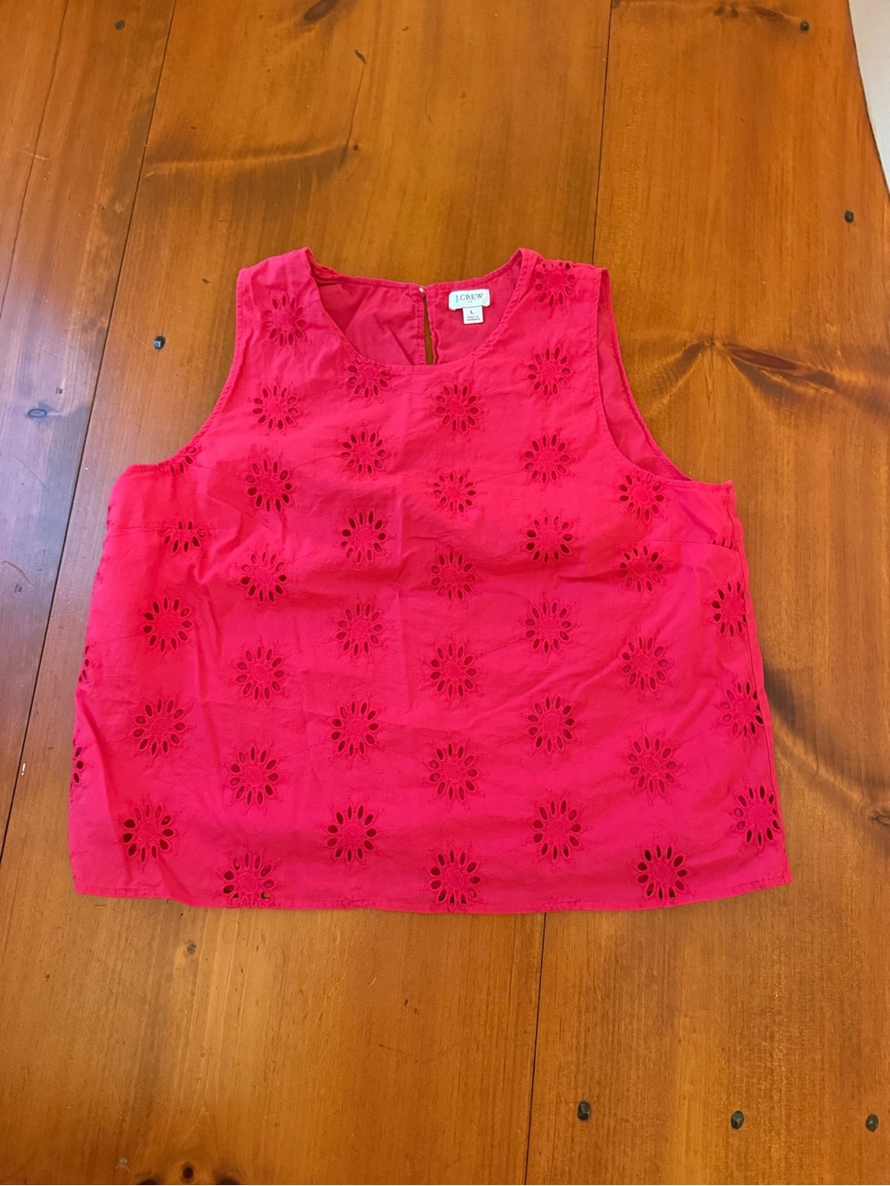 J. Crew Hot Pink Eyelet Sleeveless Top